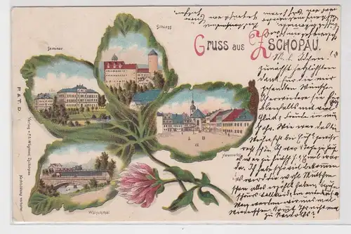 61553 Kleeblatt Ak Lithographie Gruß aus Zschopau 1904