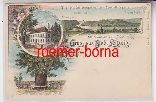 78652 Ak Lithographie Gruss aus Böhlen bei Grimma Gasthaus "Stadt Leipzig" 1899