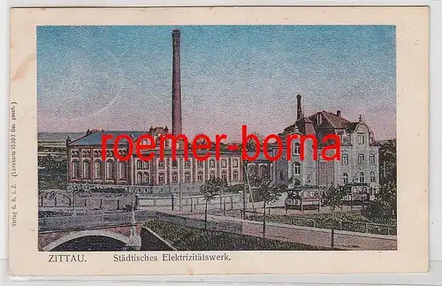 77439 Ak Lunakarte Zittau Städtisches Elektrizitätswerk 1914