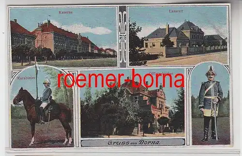 78420 Mehrbild Ak Gruß aus Borna Kaserne des Karabinier Regiment 1917