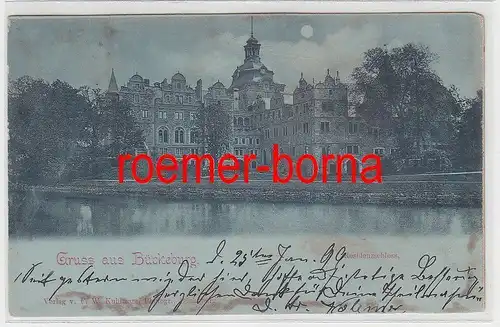 76286 Mondschein Ak Gruss aus Bückeburg Residenzschloss 1899