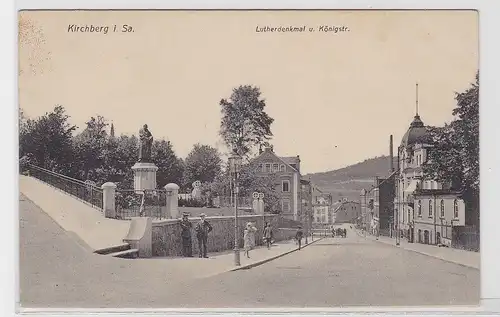 92996 AK Kirchberg in Sachsen - Lutherdenkmal und Königstraße