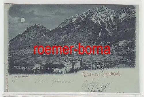 55058 Mondscheinkarte Gruss aus Innsbruck Schloss Ambras 1898