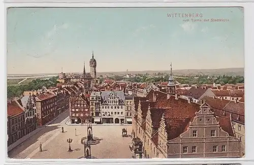 92889 AK Wittenberg vom Turme der Stadtkirche - Marktplatz mit Denkmälern 1910