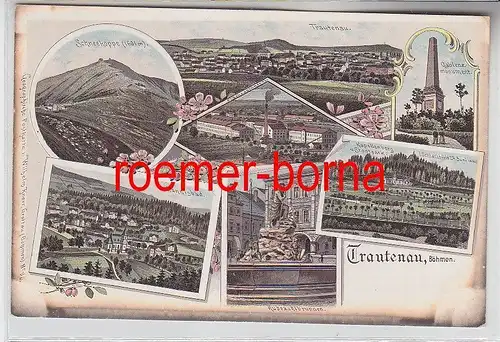 69724 Ak Lithografie Trautenau Böhmen Flachsspinnerei usw. um 1900