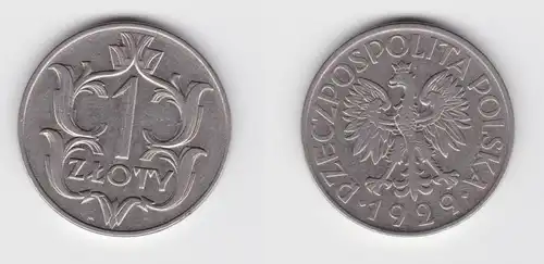 1 Zloty Nickel Münze 1929 Polen ss+ (154811)