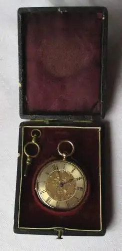 Lépine Taschenuhr 585er Gold floralen Verzierungen, Schlüsselaufzug (110115)