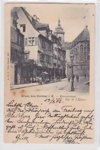 07493 Ak Gruss aus Colmar im Elsaß Kirchstraße 1902