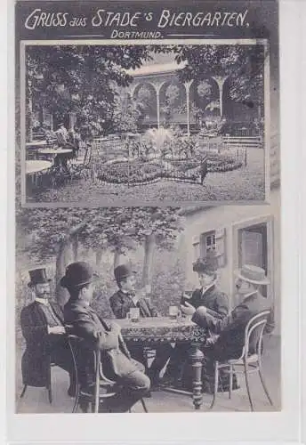 04585 Bier Ak Gruß aus Stade´s Biergarten Dortmund 1903