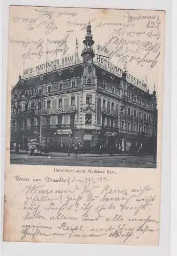 37026 AK Gruß aus Düsseldorf Hotel Restaurant Mathäser Bräu 1902