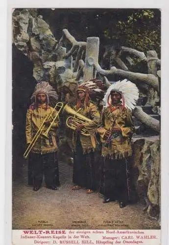 86866 Ak Weltreise der einzigen echten Indianer Konzert Kapelle der Welt um 1910