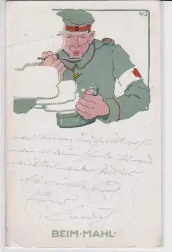 82384 Militär Künstler Ak Sanitäter beim Mahl 1917