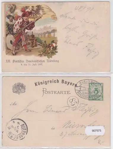907575 Ak Lithographie Gruß vom XII.Deutschen Bundesschiessen zu Nürnberg 1897