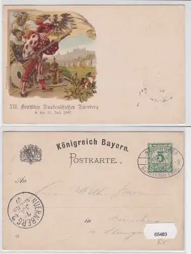 65483 Ak Lithographie Gruß vom XII.Deutschen Bundesschiessen zu Nürnberg 1897