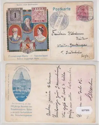 907569 Ganzsachenbrief PU27/D1/02 Badens erste Briefmarken 1906