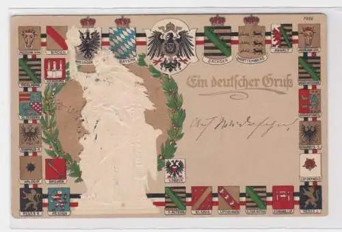 904435 Bruno Bürger Präge Ak Ein deutscher Gruß Niederwalddenkmal 1915