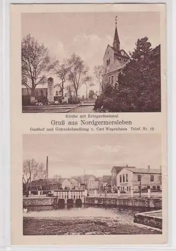 906939 Mehrbild Ak Gruß aus Nordgermersleben Gasthof und Getreidehandlung 1929