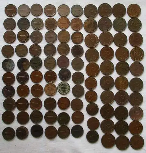 100 Kleinmünzen 3.Reich 1 und 2 Pfennig Kupfer (104139)