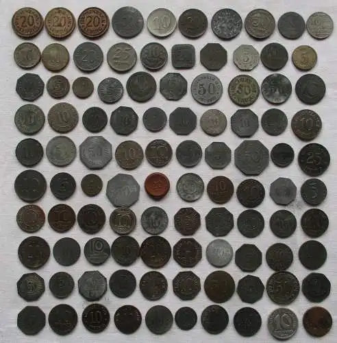 kleine Sammlung mit 100 Kleinmünzen Deutsches Notgeld um 1920 (125455)
