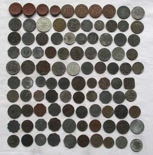 kleine Sammlung mit 100 Kleinmünzen Deutsches Notgeld um 1920 (125853)