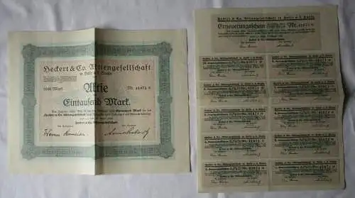 1000 Mark Aktie Heckert & Co. AG Halle a.d. Saale August 1923 (105503)