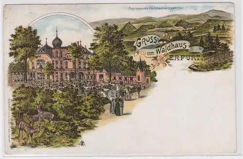 13496 Ak Lithographie Gruß vom Waldhaus Erfurt um 1900