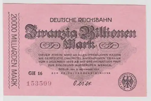 20 Billionen Mark Banknote Reichsbahndirektion Berlin 5.11.1923 (135556)
