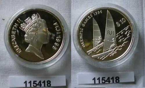 10 Dollar Silber Münze Fiji Fidschi Olympiade Atlanta 1996 Segeln PP (115418)