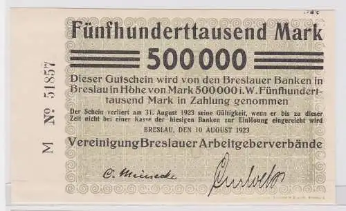 500000 Mark Banknote Vereinigung Breslauer Arbeitgeberverbände 1923 (122463)