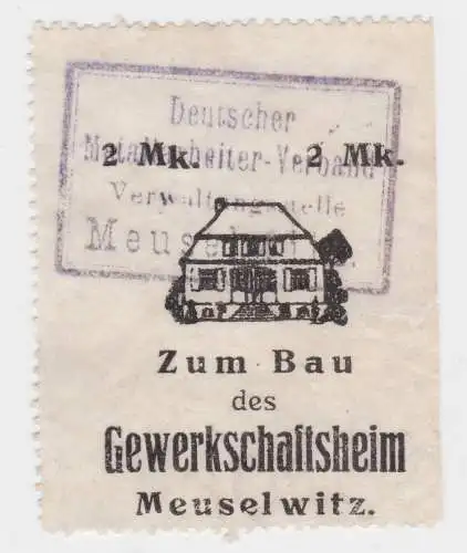 2 Mark Baustein Mark zum Bau des Gewerkschaftsheim Meuselwitz um 1920 (64545)
