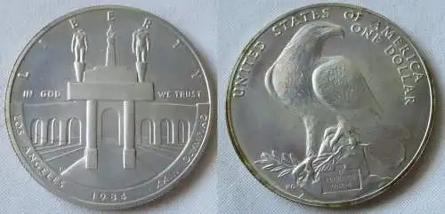 1 Dollar Silber Olympia 1984 in Los Angeles Stadion Weißkopfseeadler P (115231)