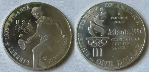 1 Dollar Silber Münze USA Olympiade 1996 Atlanta 1996 P Tennisspielerin (117118)