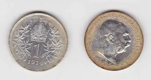 1 Krone Silber Münze Österreich 1914 (120540)