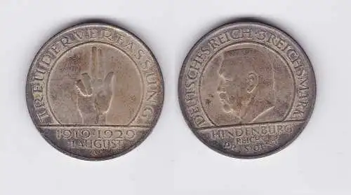 Silber Münze 3 Mark Verfassung "Schwurhand" 1929 A (116857)