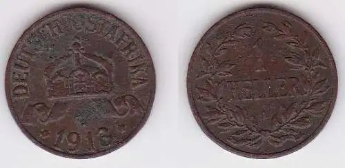 1 Heller Kupfer Münze Deutsch Ostafrika 1913 A (122644)