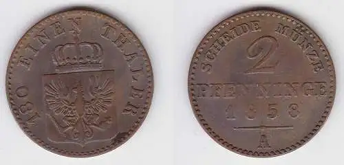 2 Pfennige Bronze Münze Preussen 1858 A ss (150642)