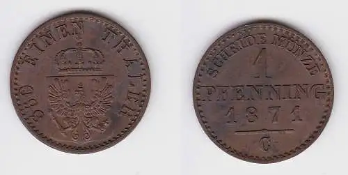 1 Pfennig Bronze Münze Preussen 1871  C vz (150065)