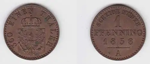 1 Pfennig Bronze Münze Preussen 1858 A vz (150674)