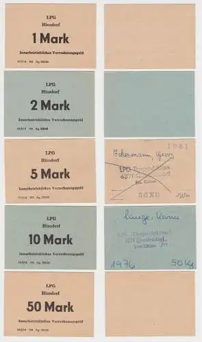 1,2,5,10 und 50 Banknoten DDR LPG Geld Hinsdorf 1968 (146219)