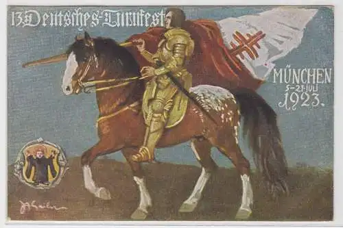 05594 Ak 13. Deutsches Turnfest München 1923 - Reiter mit goldener Rüstung