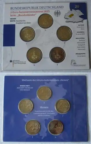 BRD 2 Euro-Gedenkmünzenset 2015 Stg. Bundesländer Hessen (159673)