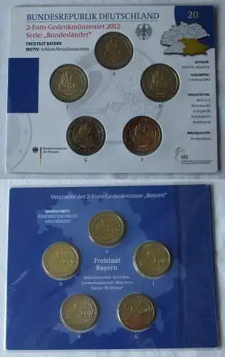 BRD 2 Euro-Gedenkmünzenset 2012 Stg. Bundesländer Bayern (159952)