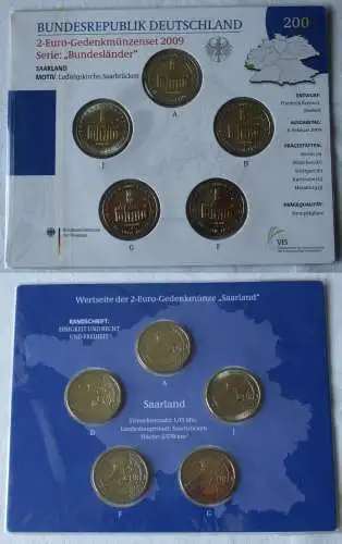 BRD 2 Euro-Gedenkmünzenset 2009 Stg. Bundesländer Saarland (159678)