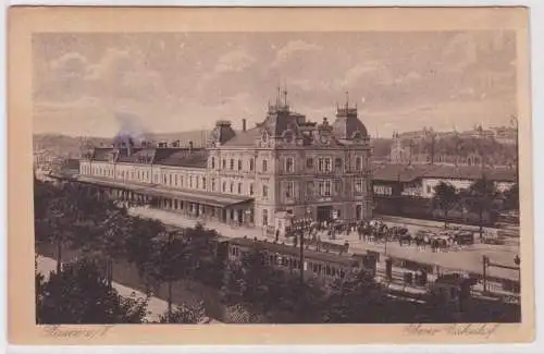 901829 Feldpost Ak Plauen im Vogtland oberer Bahnhof 1918