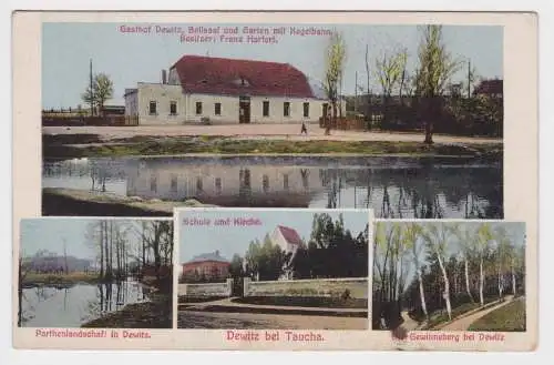 98223 Feldpost Ak Dewitz bei Taucha Gasthof, Schule usw. 1915