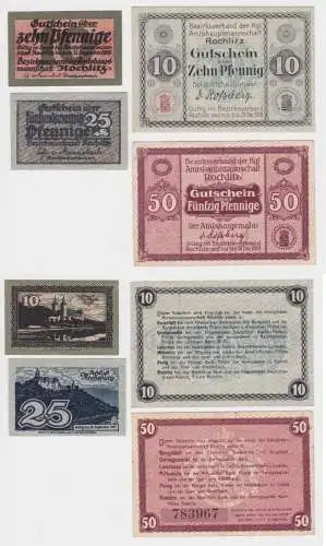 2x10,25 & 50 Pfennig Banknoten Amtshauptmannschaft Rochlitz 1918/1921 (137719)