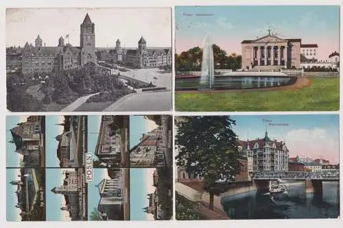 44025/4 Ak Posen - Wallischeibrücke, königl. Schloss, Stadttheater um 1915