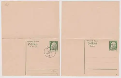 900138 GS Postkarte mit Antwort P89 Bayern 5 Pfennig Stempel Kusel 1911