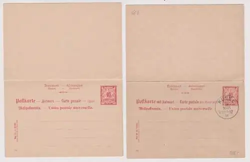 900139 GS Postkarte mit Antwort P54 Bayern 10 Pfennig Stempel Kusel 1911