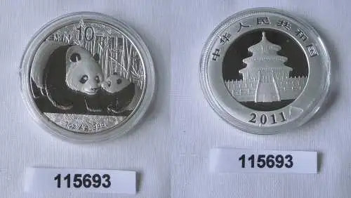 10 Yuan Silber Münze China Panda 1 Unze Feinsilber 2011 Stgl. (115693)